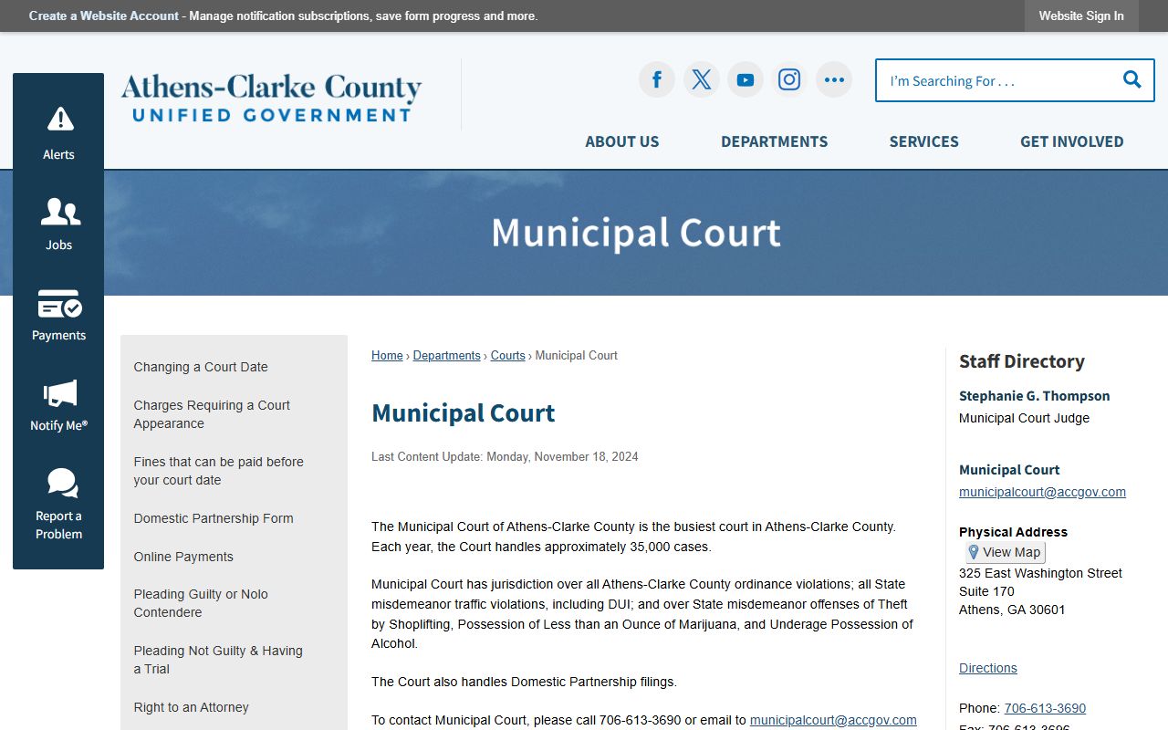 Athens-Clarke white pages municipal court case search