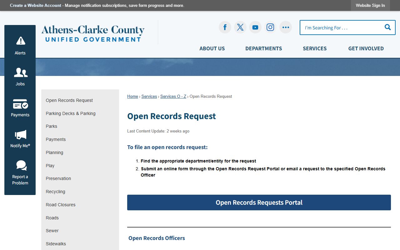 Athens-Clarke white pages open records request portal