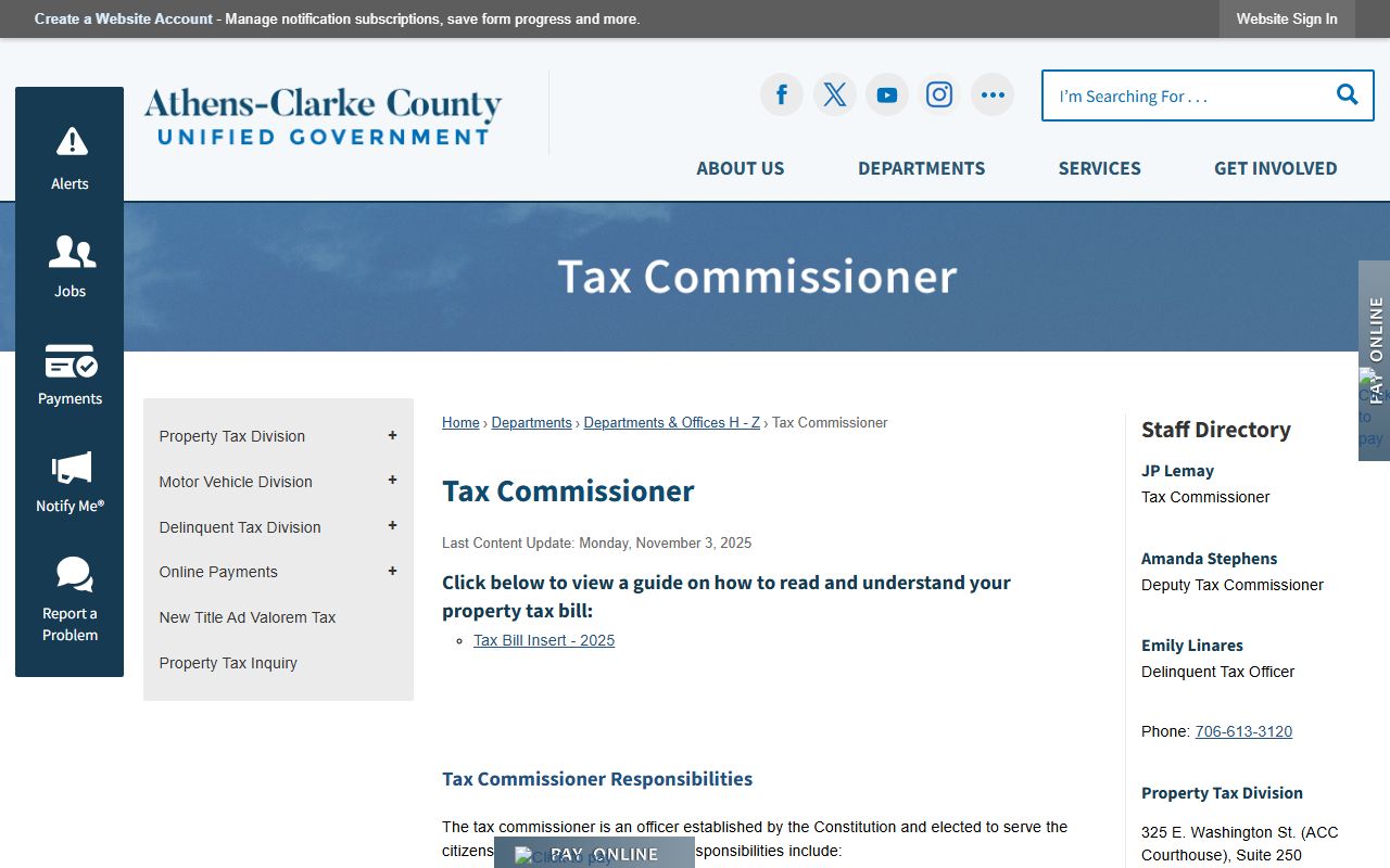 Athens-Clarke white pages tax commissioner property search