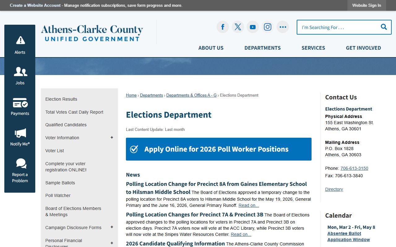 Athens-Clarke white pages voter registration information