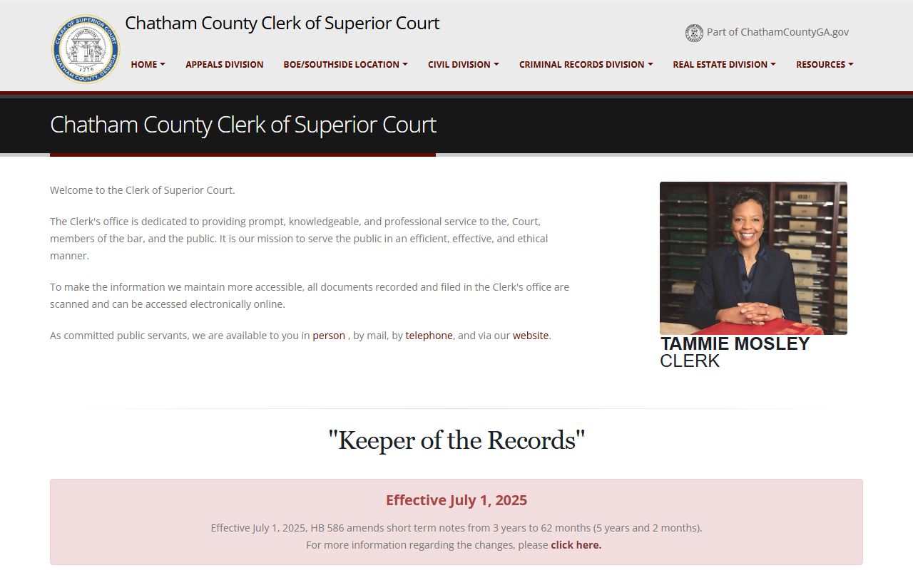 Chatham County White Pages Superior Court Clerk homepage