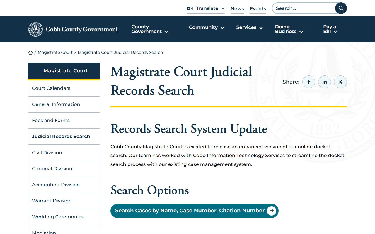 Cobb County White Pages magistrate court records search