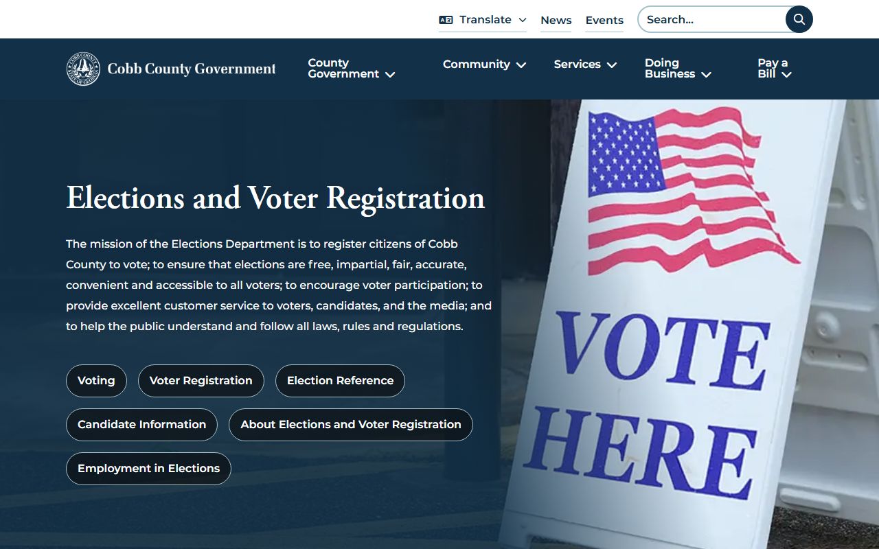 Cobb County White Pages voter registration information