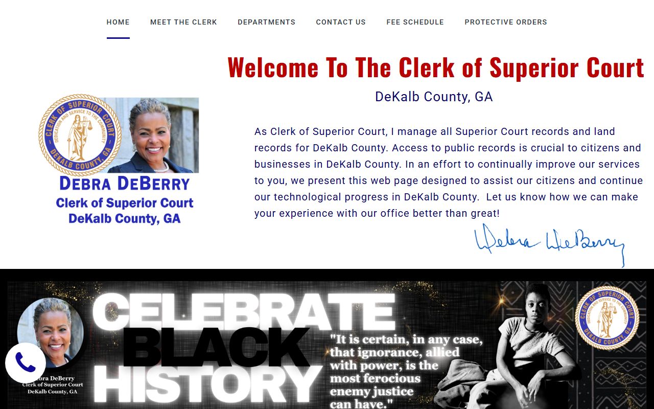 DeKalb County White Pages Clerk of Superior Court home page