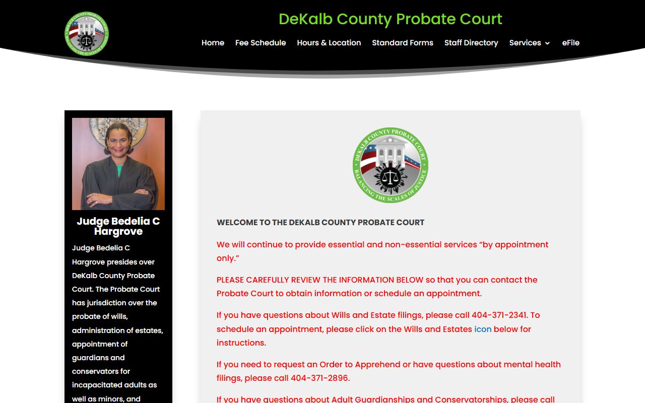 DeKalb County White Pages probate court home page