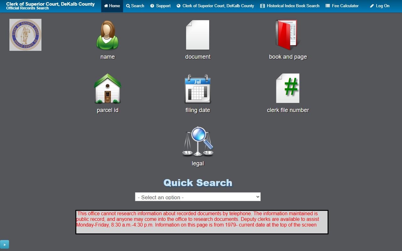 DeKalb County White Pages real estate records search through LandmarkWeb