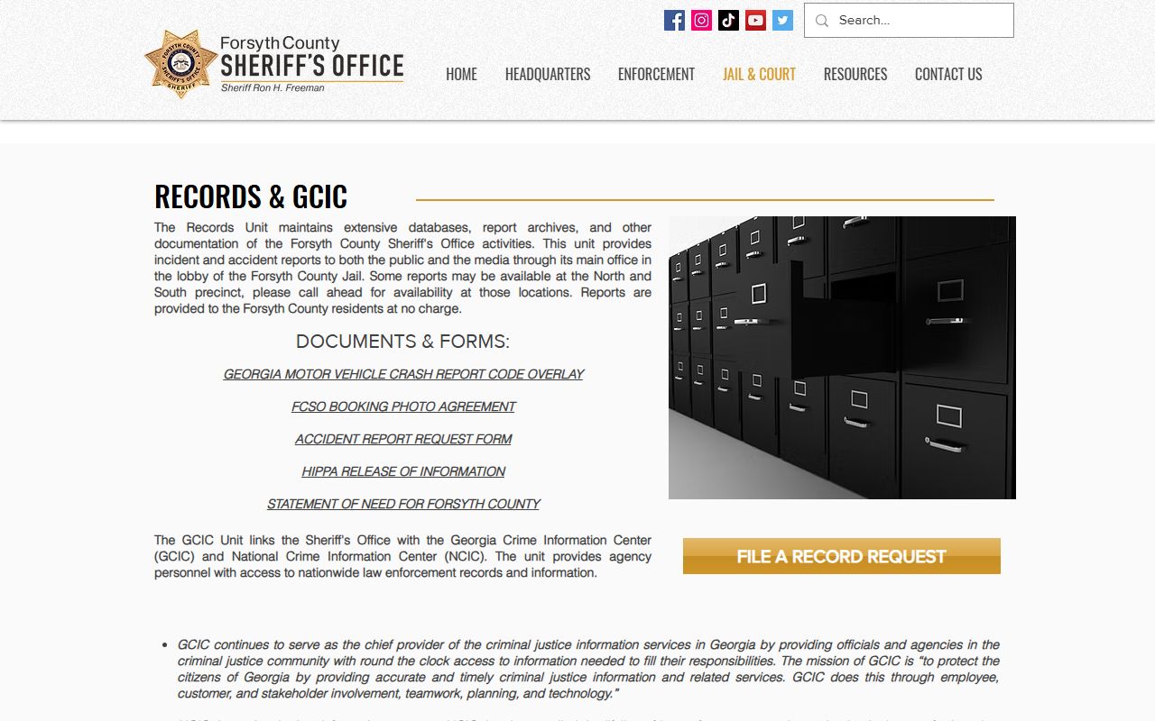 Forsyth County White Pages sheriff's office records and GCIC