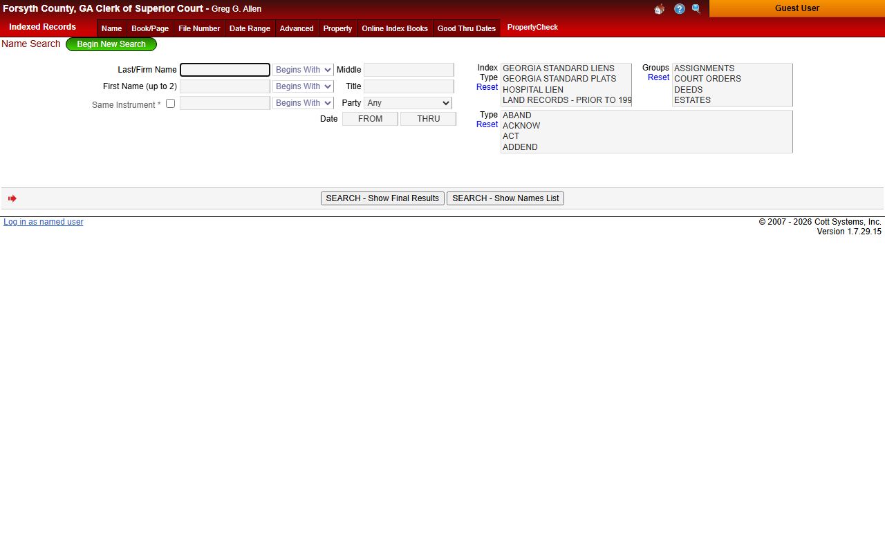 Forsyth County White Pages general county records search