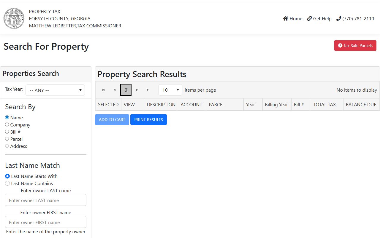 Forsyth County White Pages property tax search database
