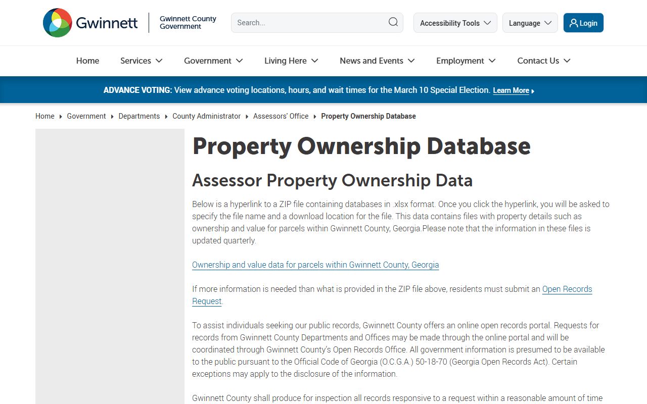 Gwinnett County White Pages property ownership database from the assessor