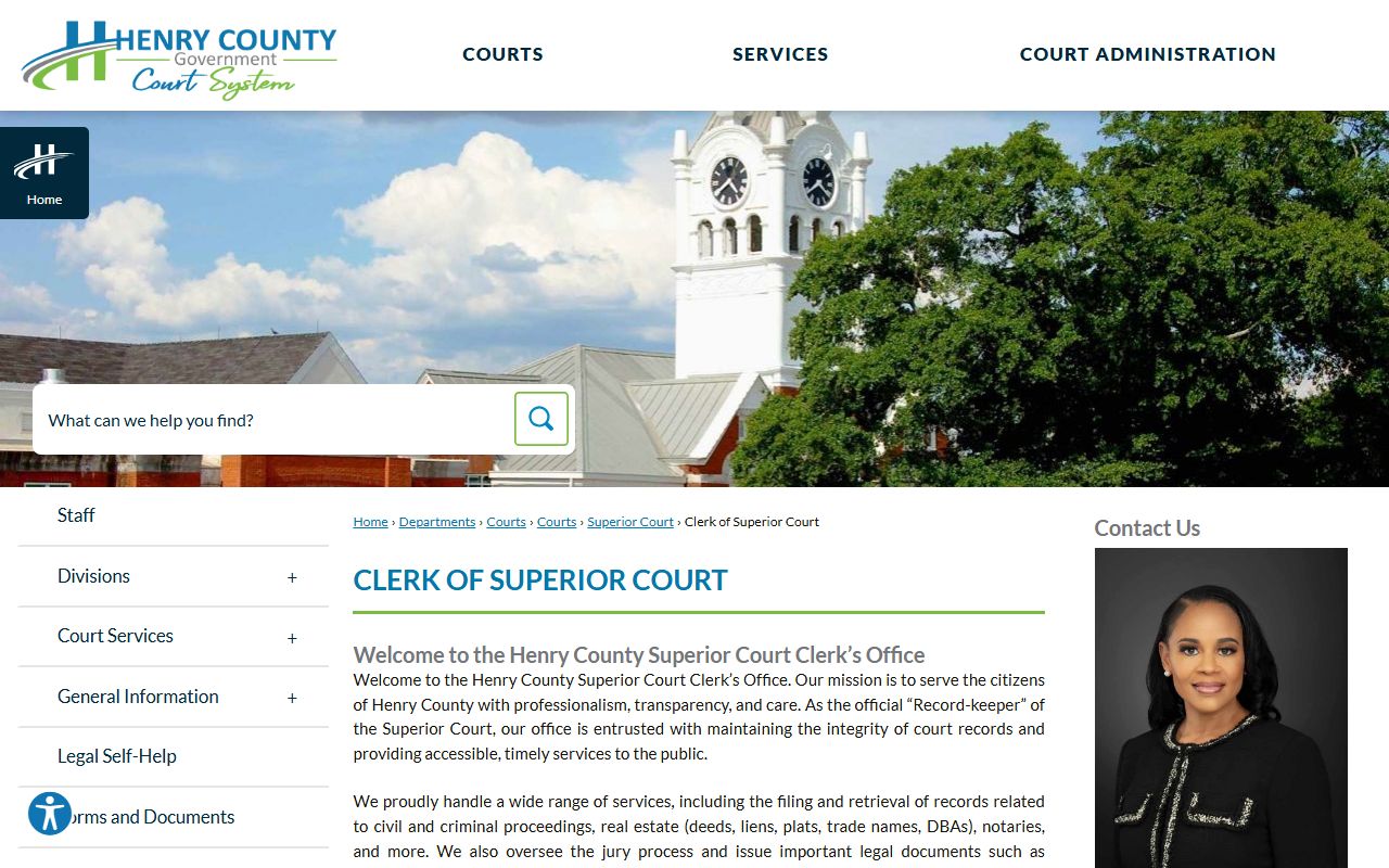 Henry County White Pages clerk of superior court main page