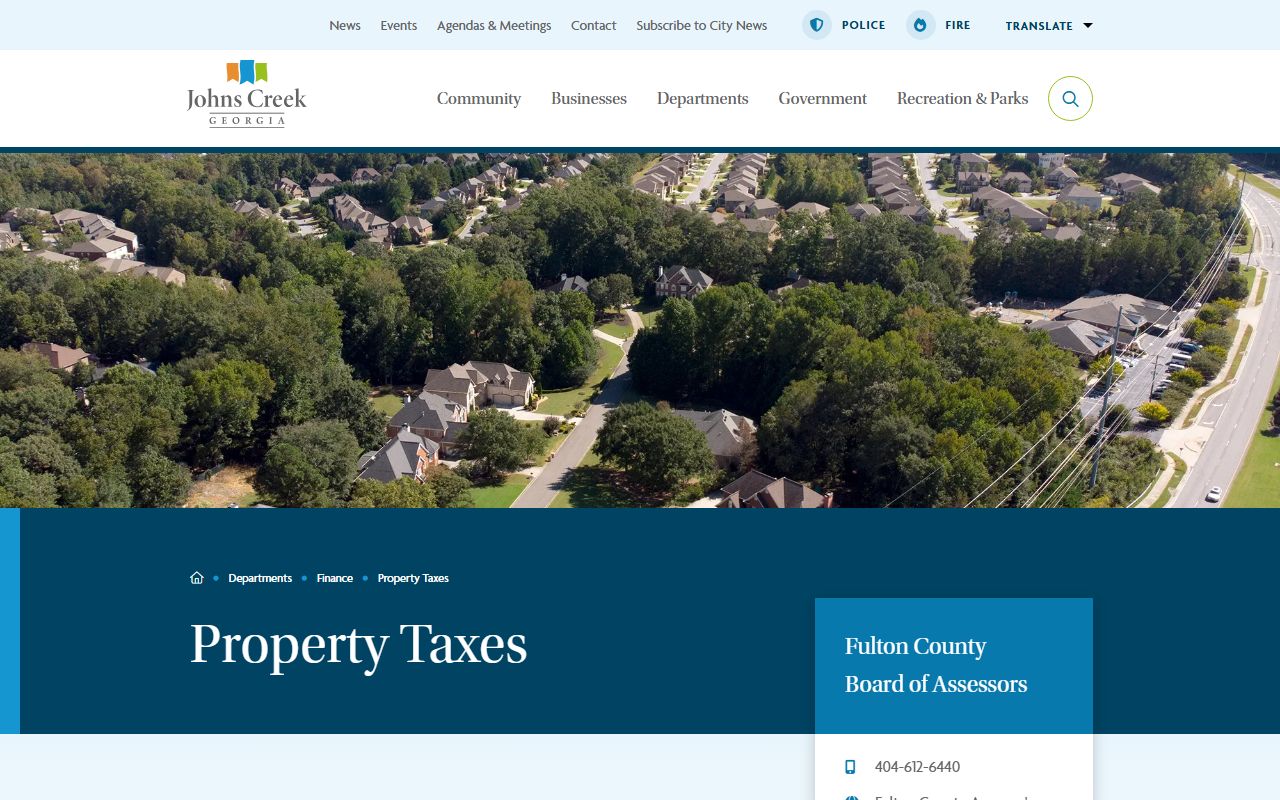 Johns Creek White Pages property tax search and information