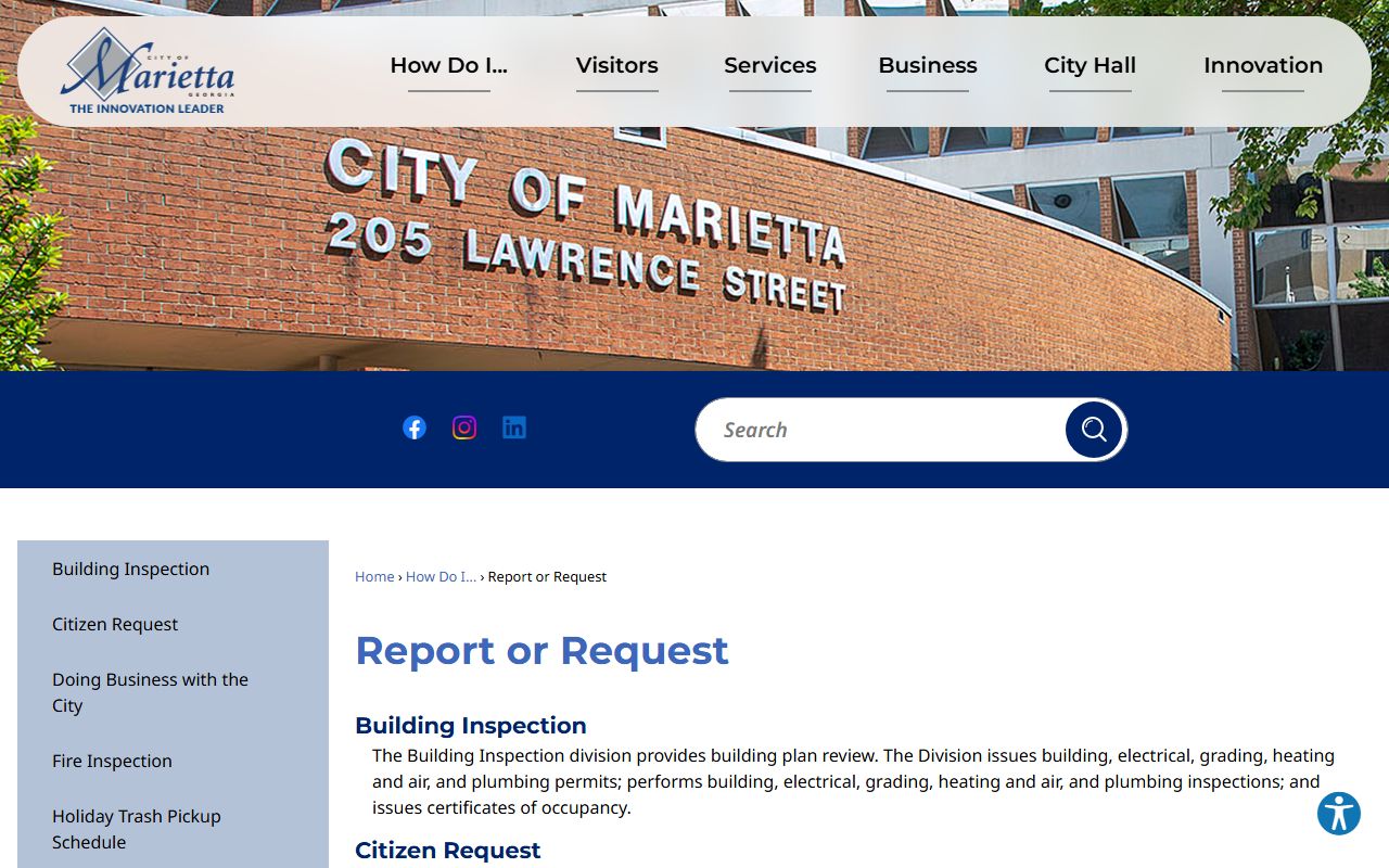 Marietta White Pages open records request portal on city website