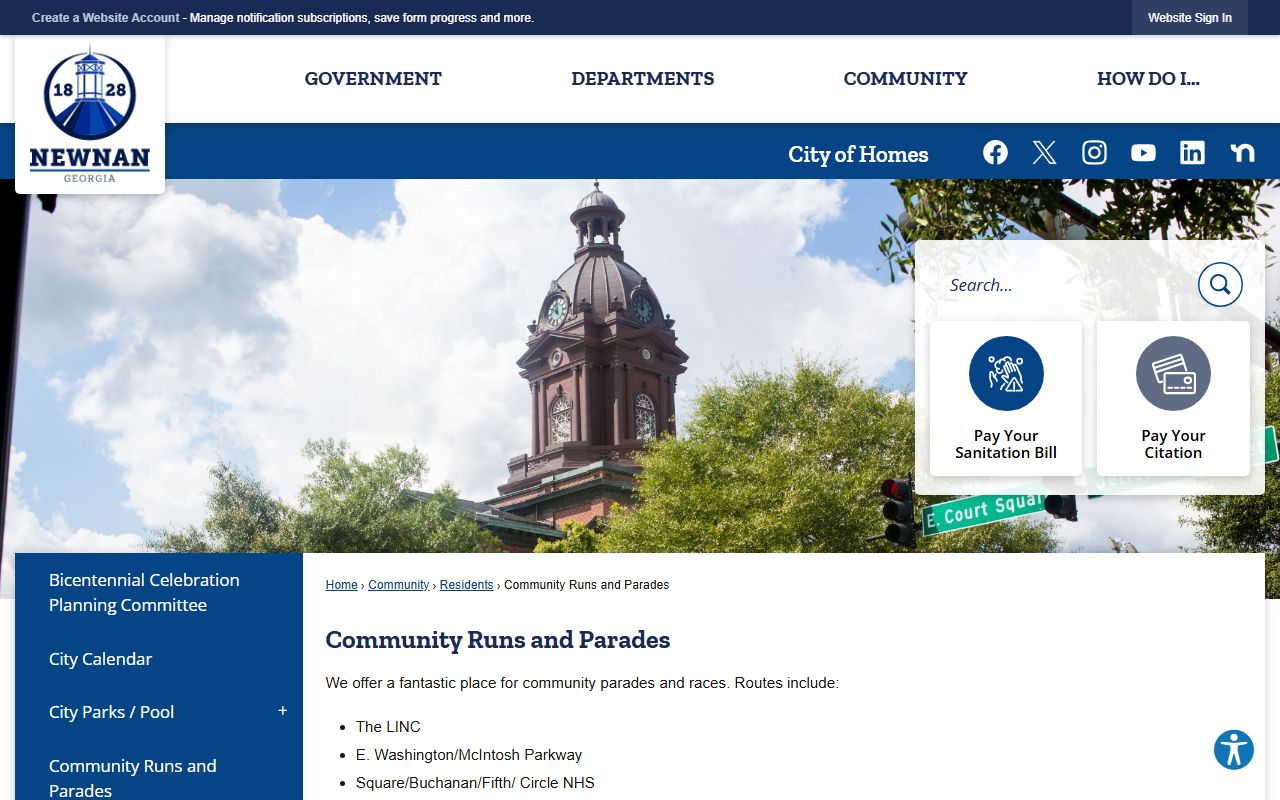 Newnan White Pages municipal court case search page