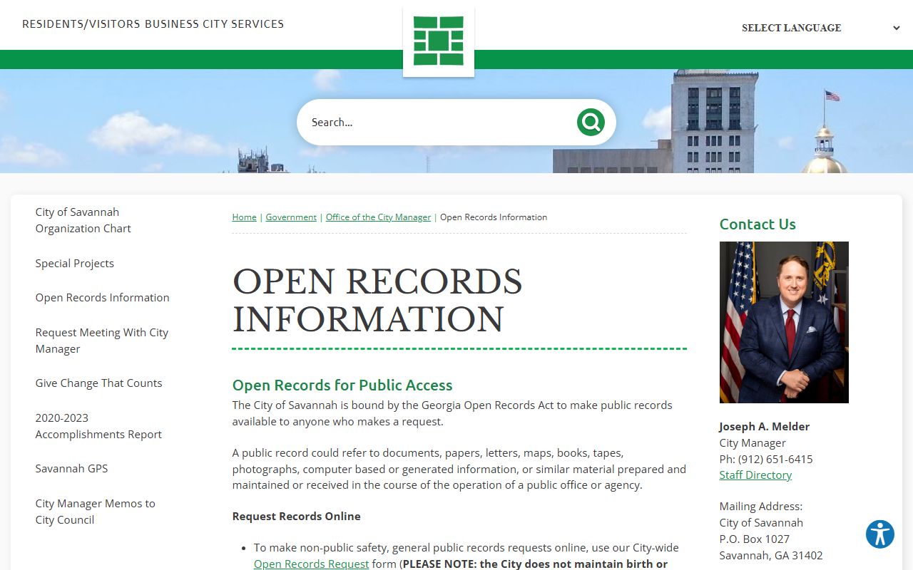 Savannah White Pages open records information portal