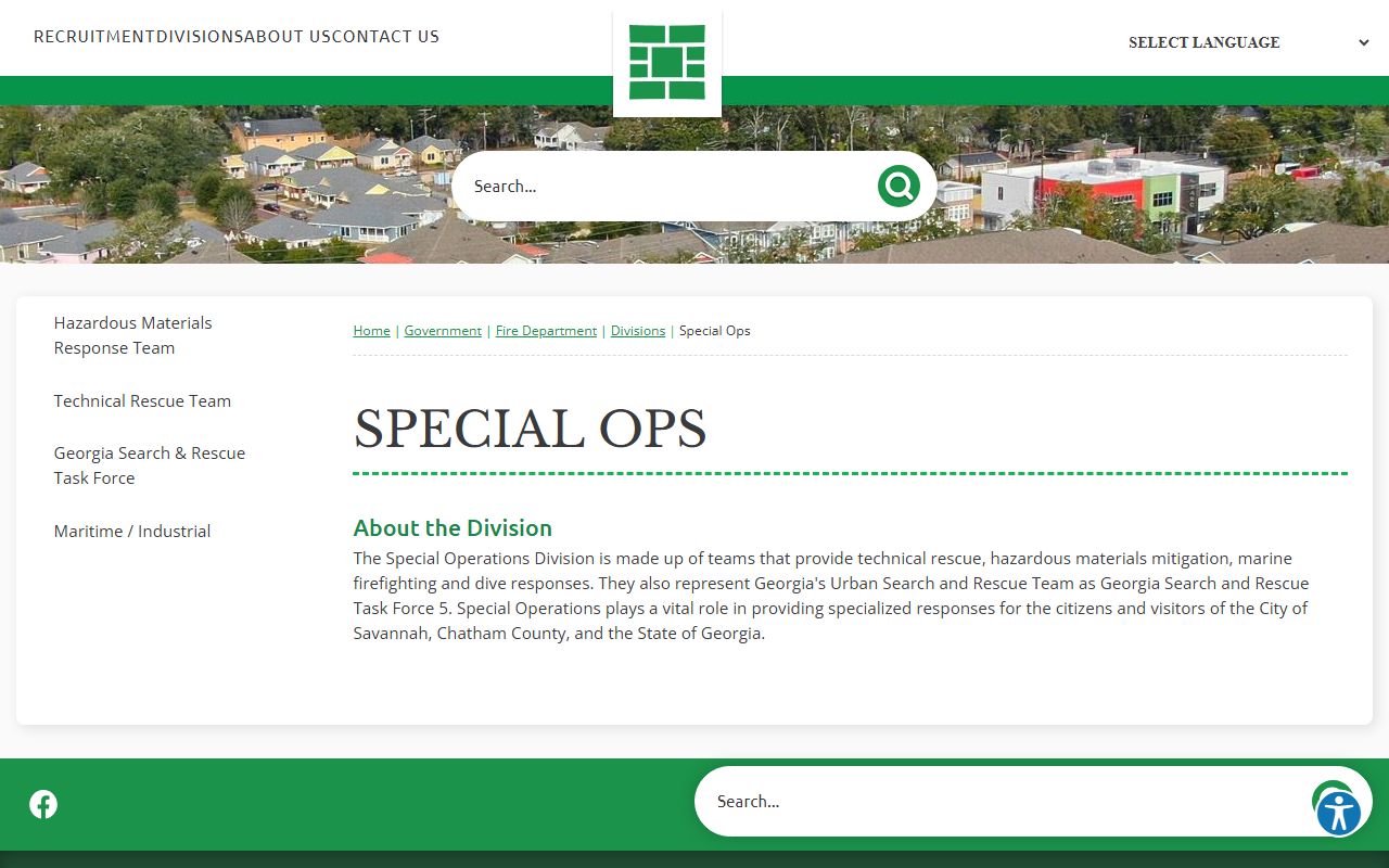 Savannah White Pages water and sewer services department page