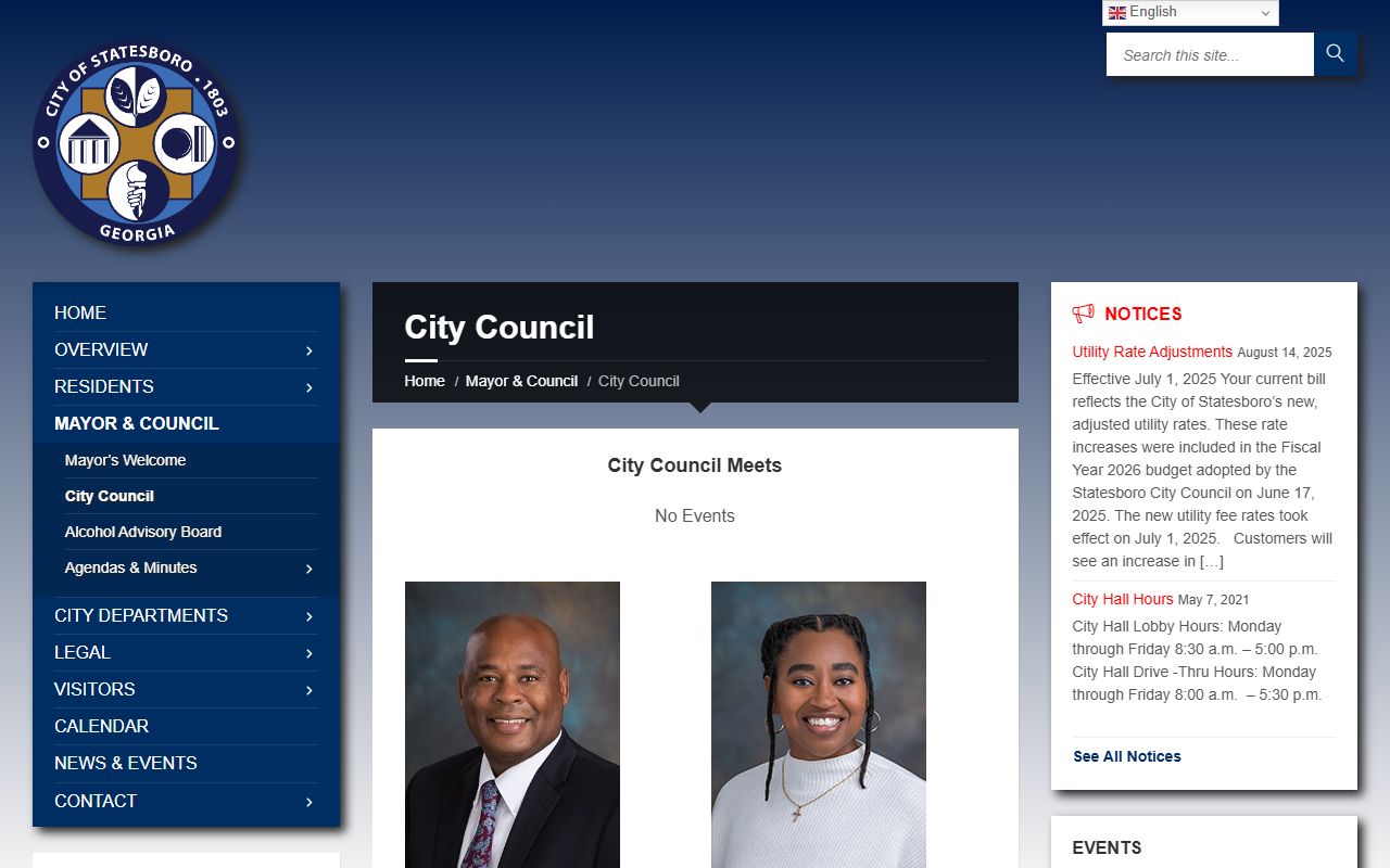 Statesboro white pages city council contact information