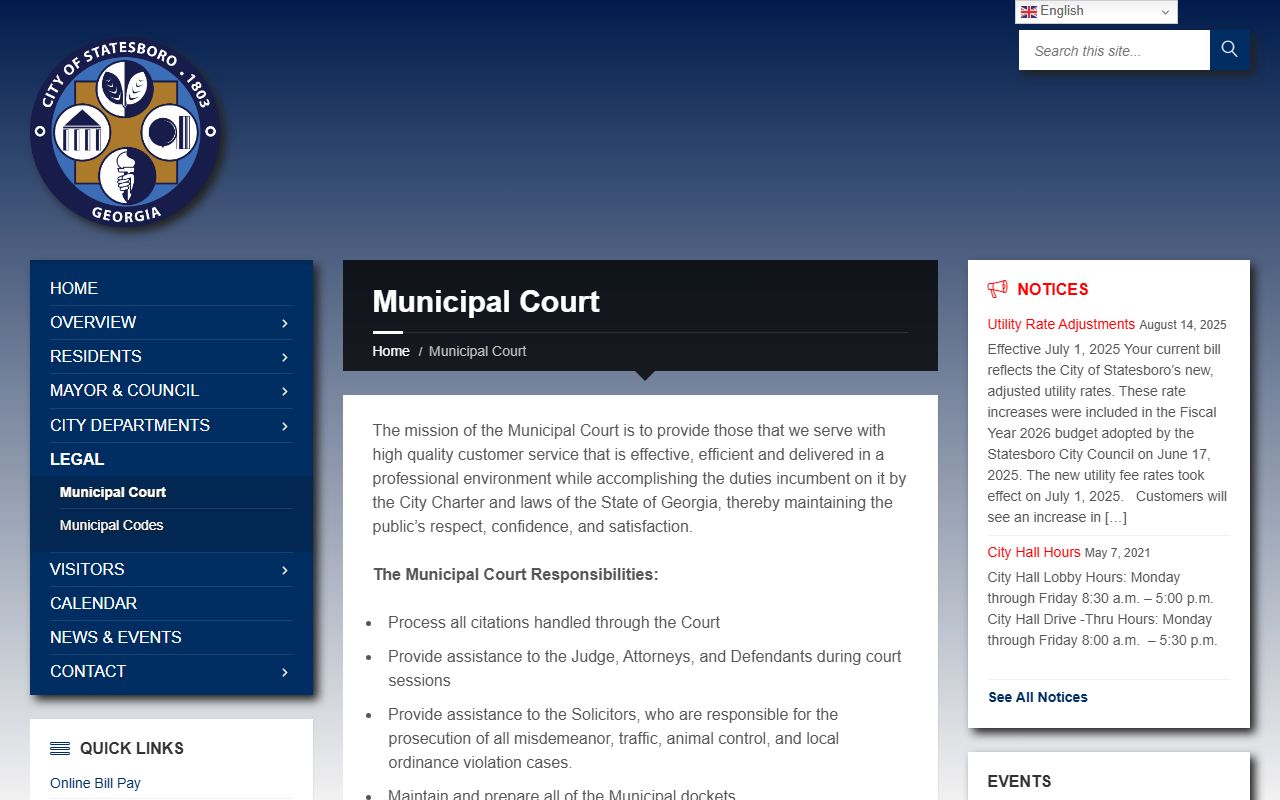 Statesboro white pages municipal court information portal