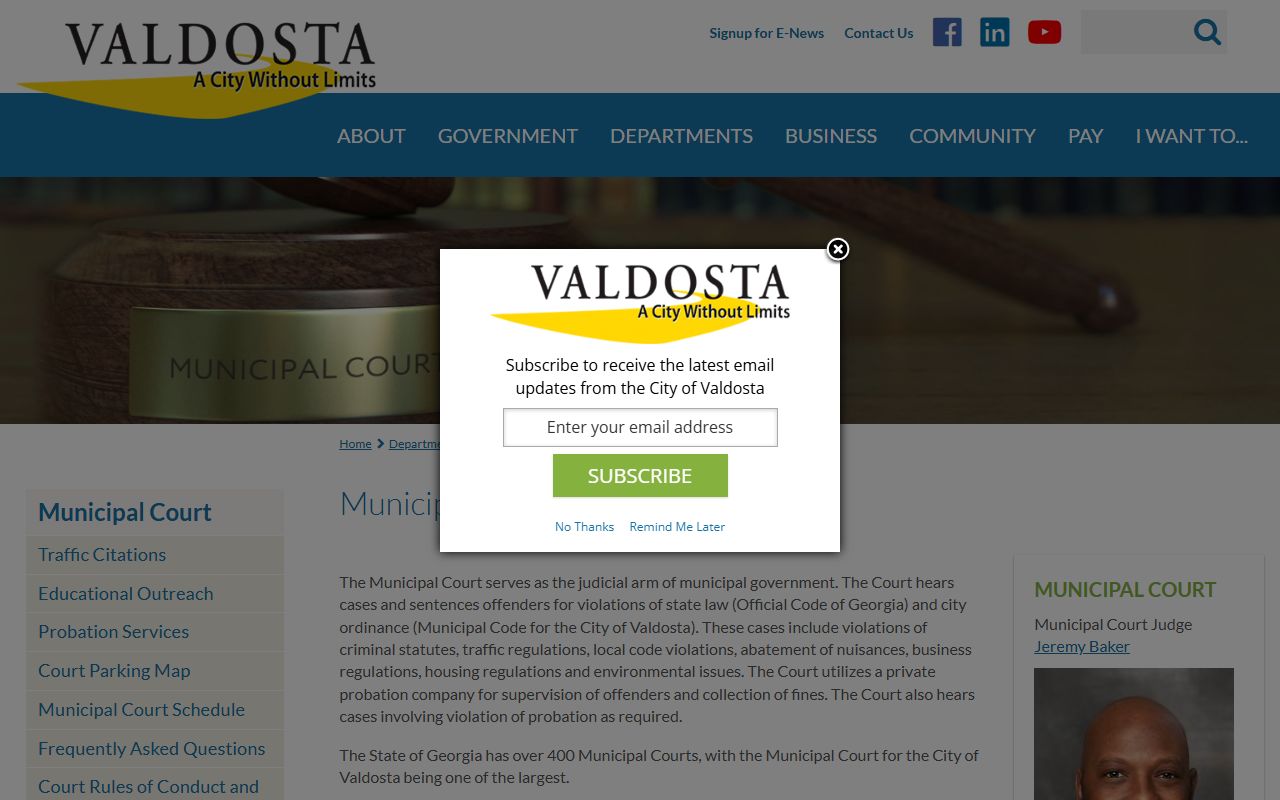 Valdosta white pages municipal court case search portal