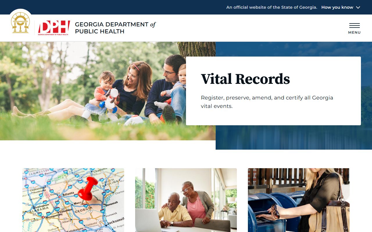 Georgia White Pages vital records search through Department of Public Health