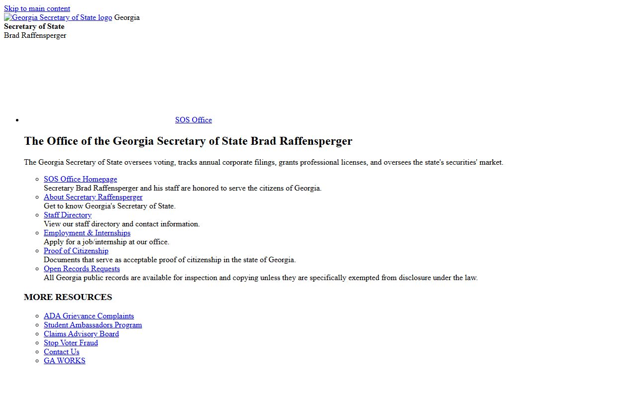 Georgia White Pages open records portal from the Secretary of State